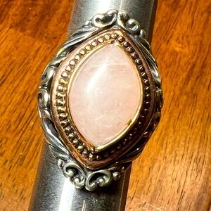 EUC Carolyn Pollack sterling silver & bronze rose quartz ring